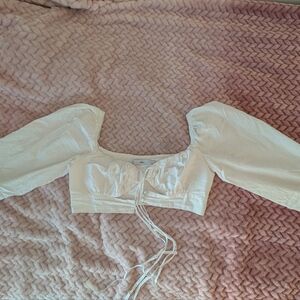 White Long Sleeve Crop Top